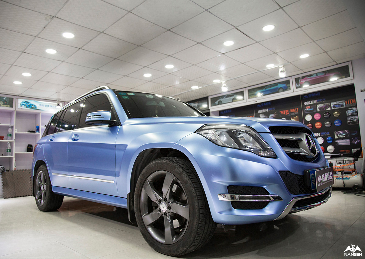 奔驰glk300车身改色青雾蓝案例全国招收加盟培训